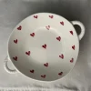 Блюдо с ручками с сердечками, 23 см, фарфор